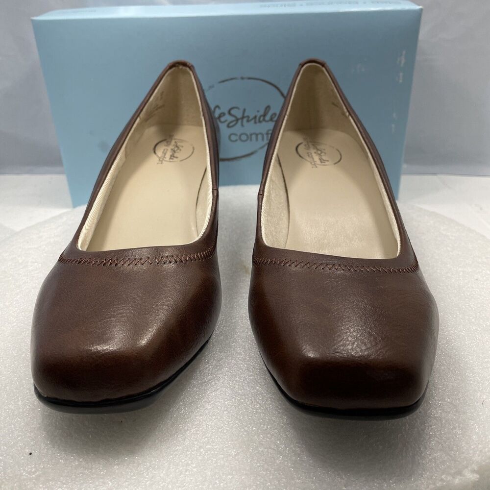 Life Stride Espresso Brown Wedge Pumps
